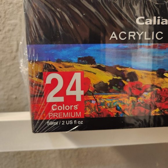 NEW 24 Caliart Acrylic Paint Set colors (59ml, 2oz) Art Craft Paints 12 brushes - Picture 8 of 8